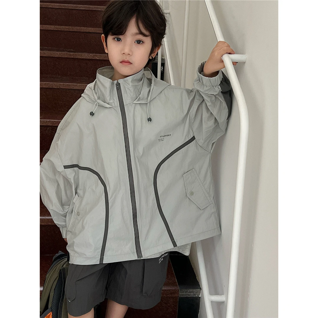 【Tang小白】童装2025夏季新款儿童夏款撞色透气连帽防晒服户外休闲