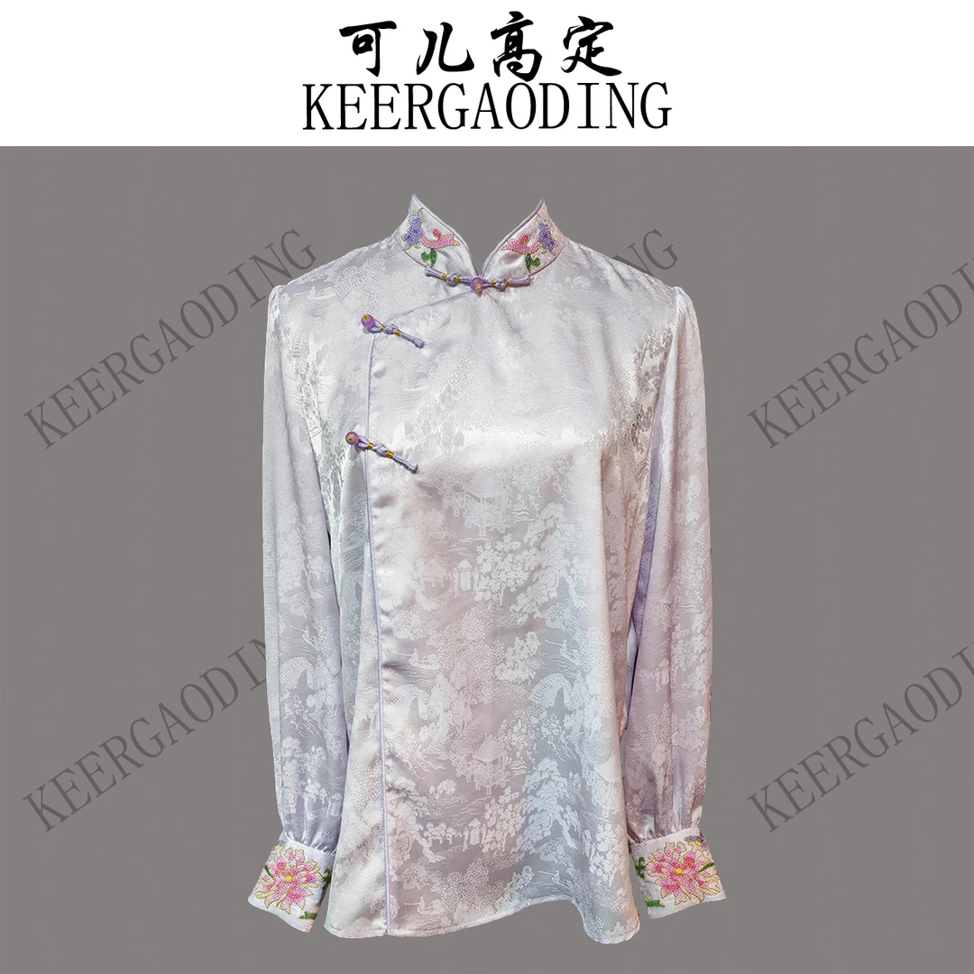 【可儿•高定】高端新中式国风醋酸提花百搭衬衫上衣BB-25357紫