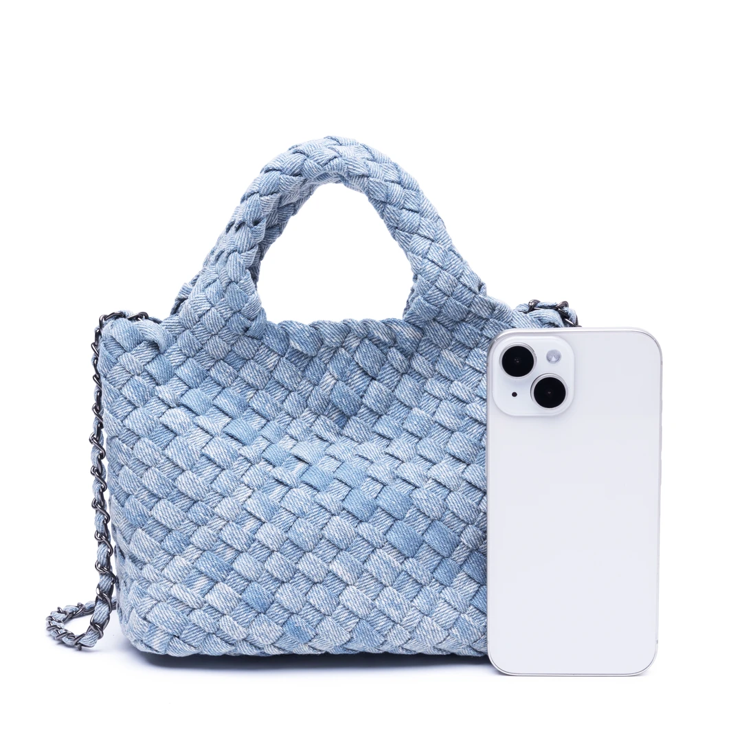 女士单肩欧美风腋下纯色单肩包高雅托特包牛仔单根编织潮流磁扣