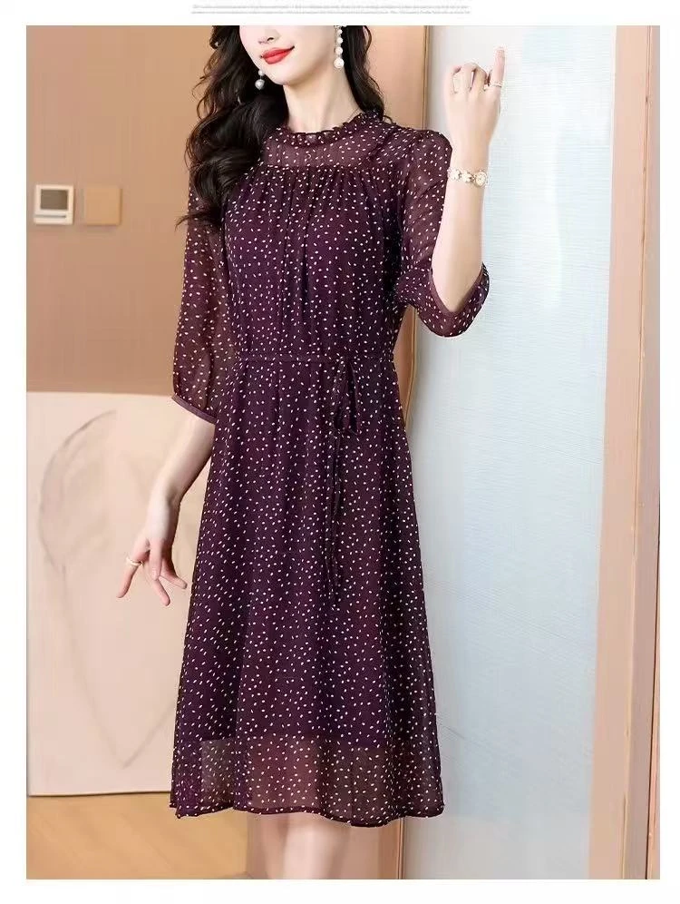 288蕾丝大码碎花显瘦气质时尚中长款夏季波点连衣裙