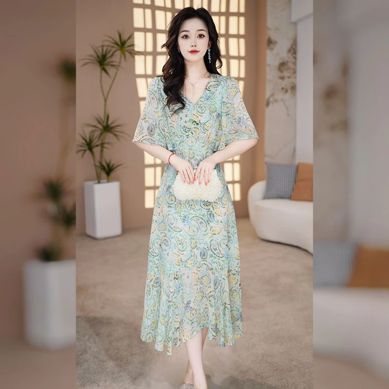 【千羽定制】法式碎花连衣裙2025年夏季新款气质女人味显瘦鱼尾裙子