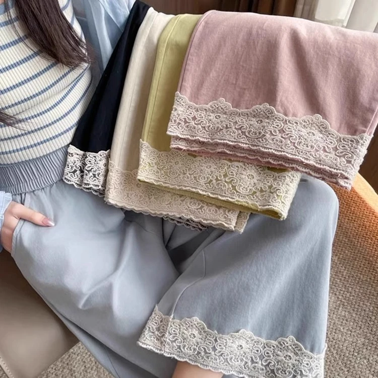 【晴晴】孕妇裤春秋款外穿孕期小个子九分裤蕾丝花边垂感直筒阔腿裤