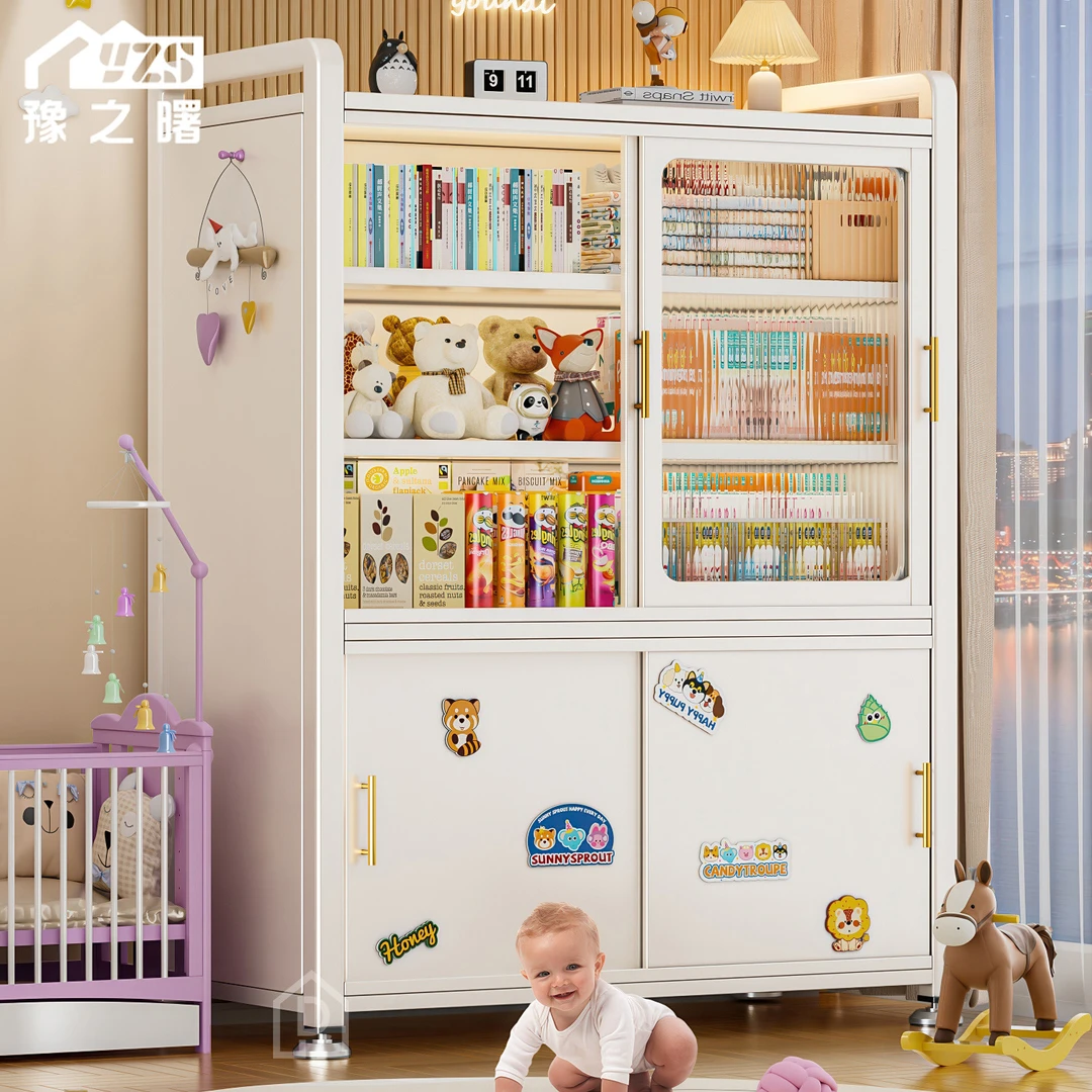 豫之曙多层带门置物架推拉门锅碗收纳柜家用餐边落地多功能储物柜