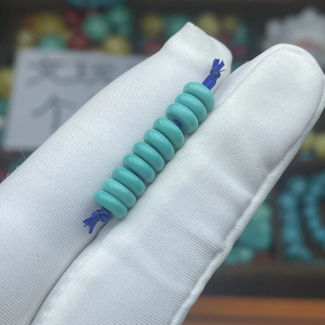 【A69】6mm隔片【10颗】珠高瓷绿满工精雕散珠文玩配珠配饰