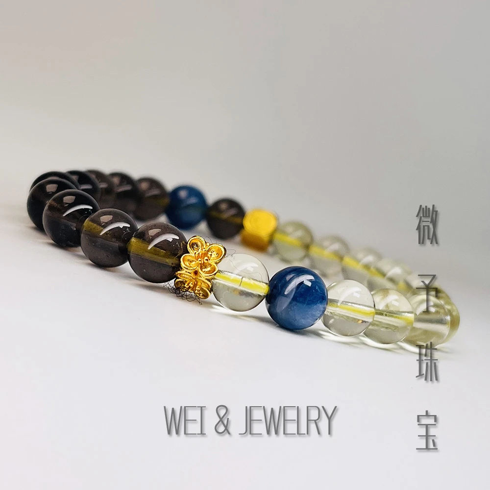 【微予能量】【双色陨石v】DIY手链利比亚黄星星手链