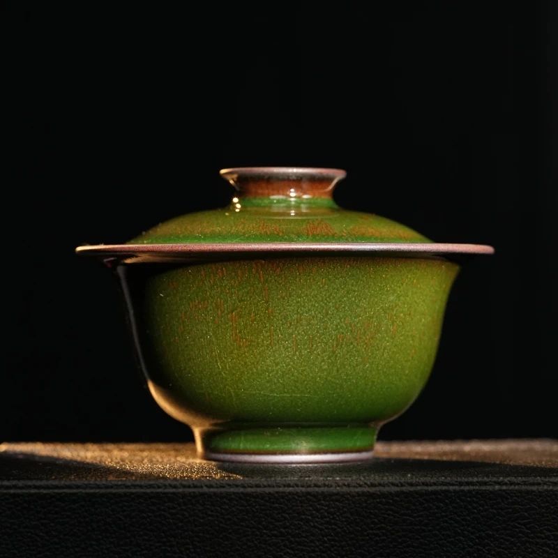 【景德詺兮】王波窑祖母绿窑变盖碗