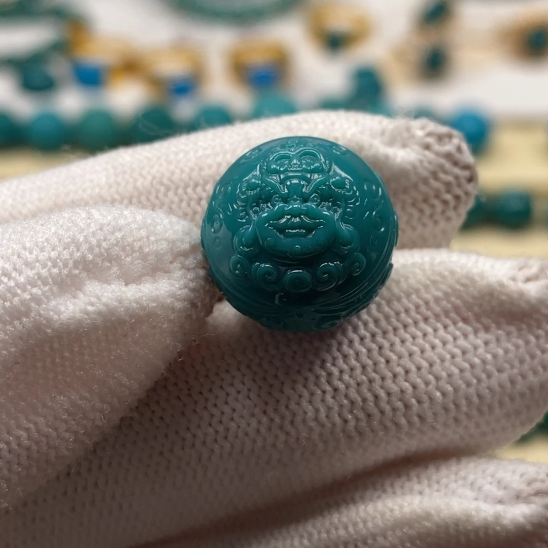 绿松石未镶嵌珠宝奇石黄财神15mm
