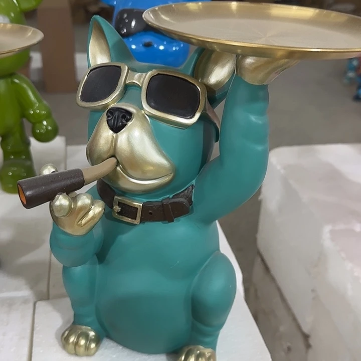 树脂绿色抽烟狗托盘
