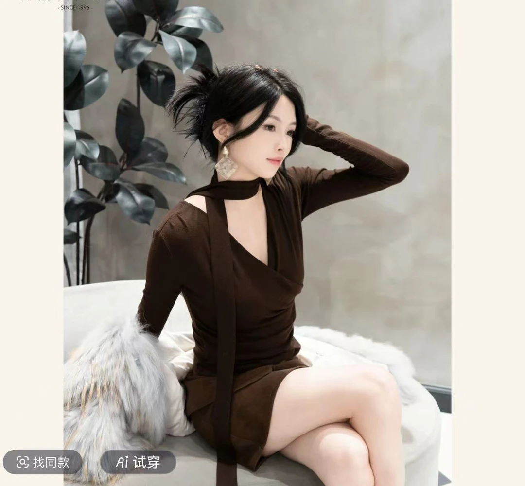 土耳其进口美利奴羊毛针织长袖衫加绒毛绒时尚显瘦打底衫毛衣6696