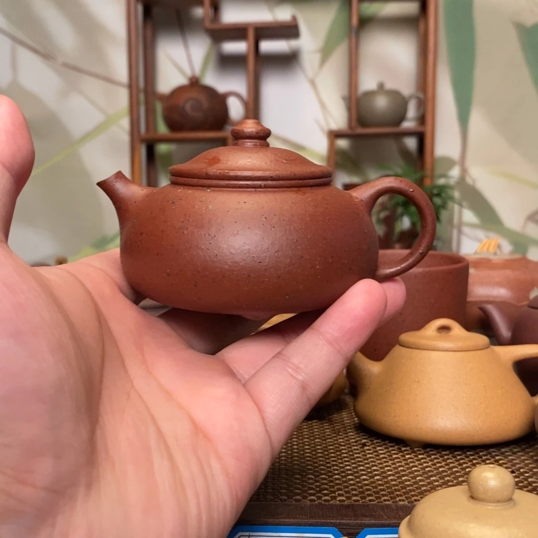 周***发茶壶紫砂铁砂红泥寒江150cc