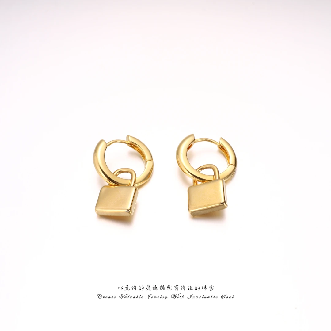 铜合金耳饰 金色锁时尚精致百搭ins风简约耳环 KG-C-31838
