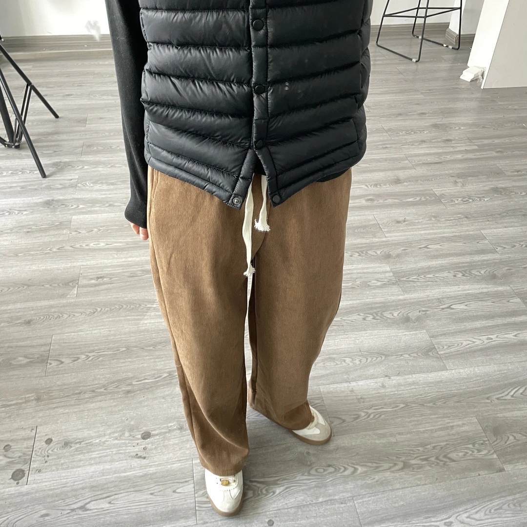 春秋百搭直筒运动卫裤加绒纯色休闲阔腿裤简约宽松