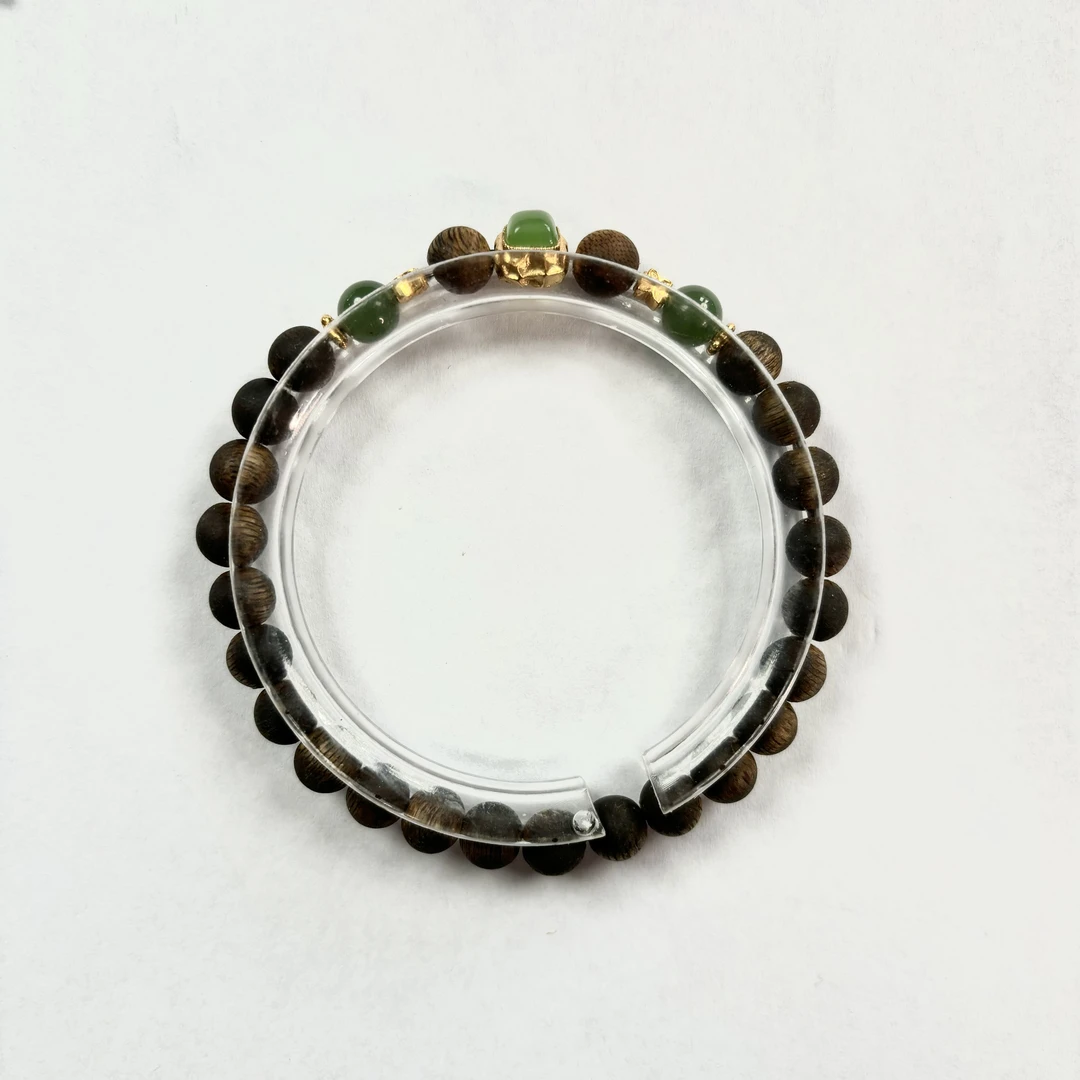 沉香奇楠圆珠碧玉手串L240352【送套装项链】