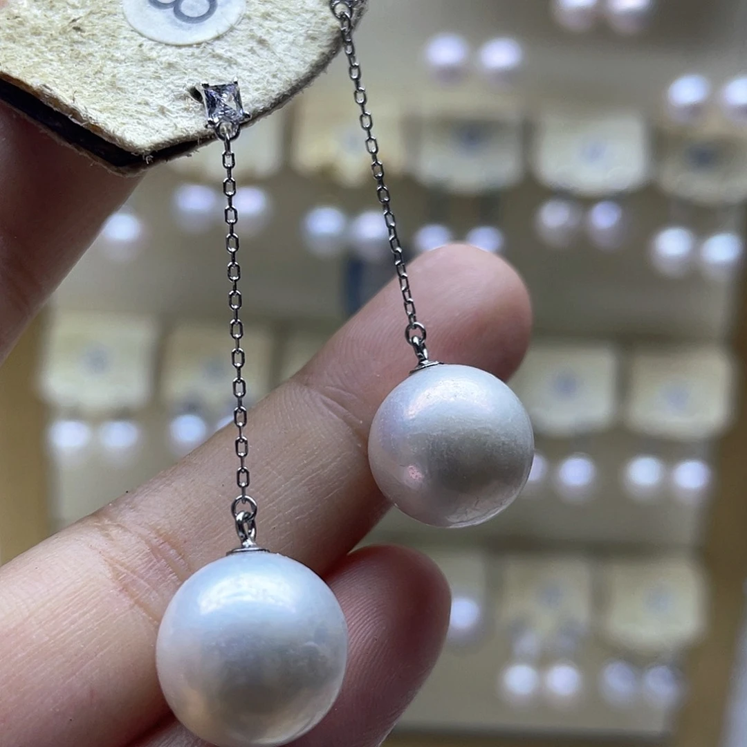 银S925镶嵌淡水珍珠耳饰