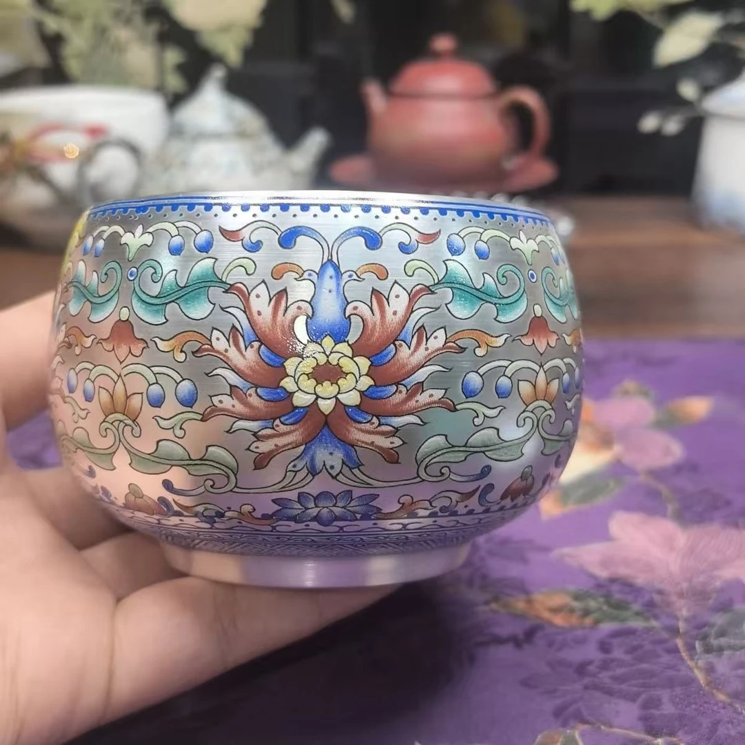 七彩缠枝莲银杯-ZH1024年代当代