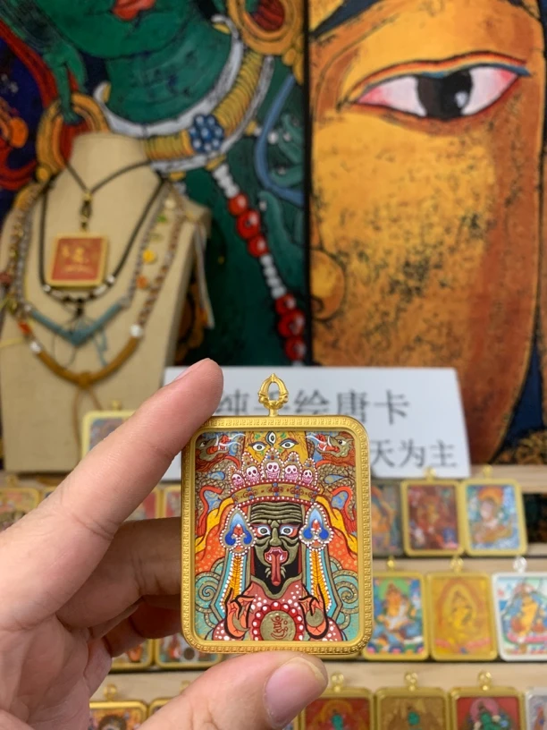 【扎基拉姆】4×5热贡纯手绘唐卡吊坠扎基拉姆唐卡