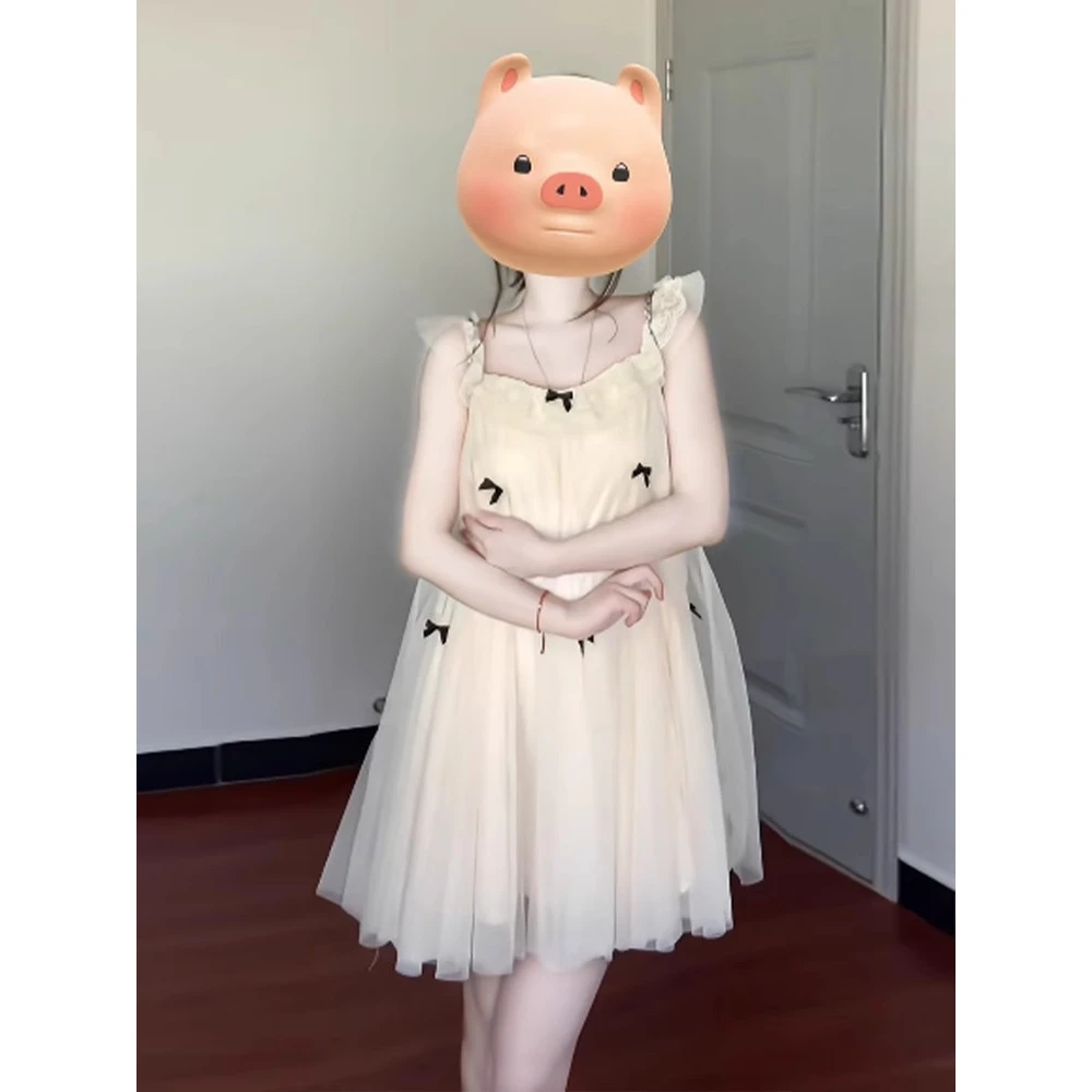仙气薄纱公主娃娃裙小个子连衣裙法式甜美蝴蝶结飞飞袖设计感新款