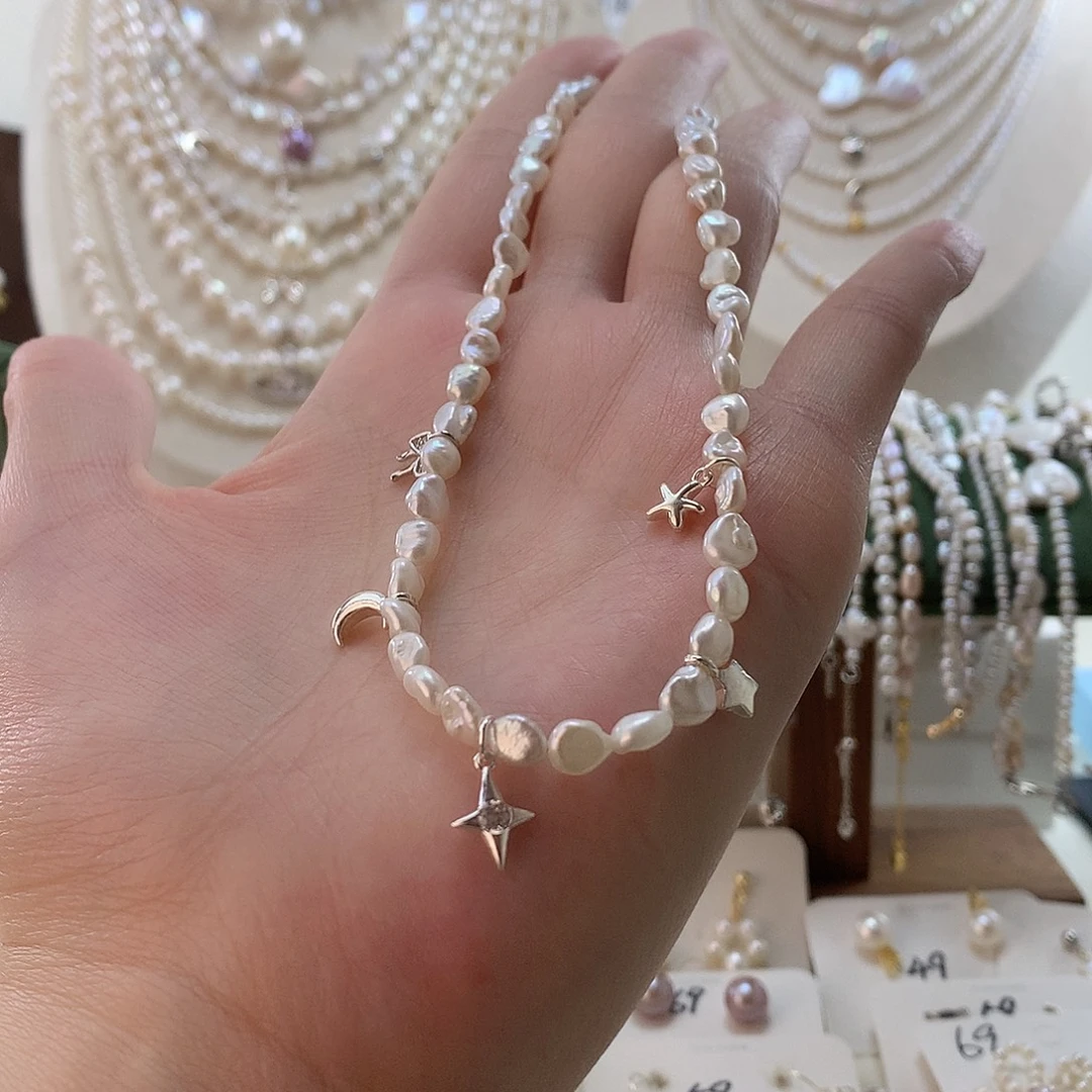 一***.银S925镶嵌淡水珍珠颈饰