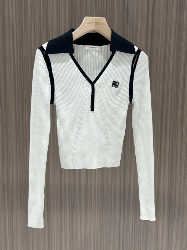 针织套衫白色上衣女