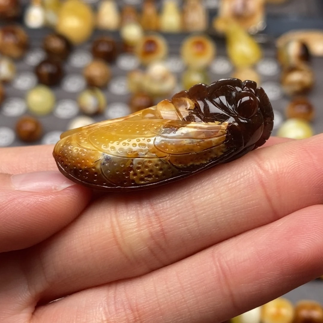 未镶嵌琥珀戒指蝉吊坠