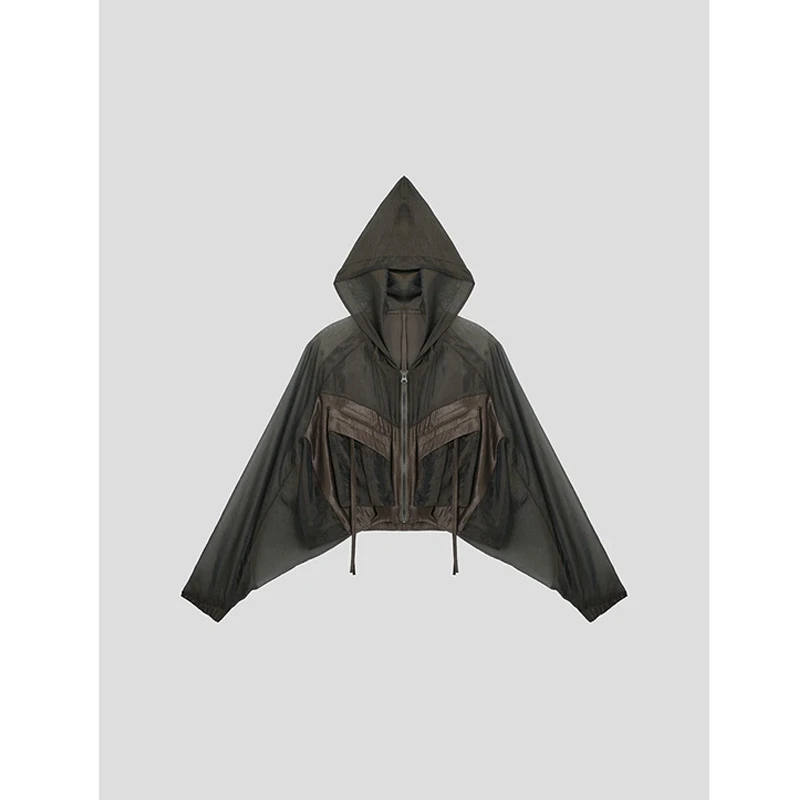 美式设计感工装连帽短款防晒衣外套女夏季2025新款小众薄款防晒服