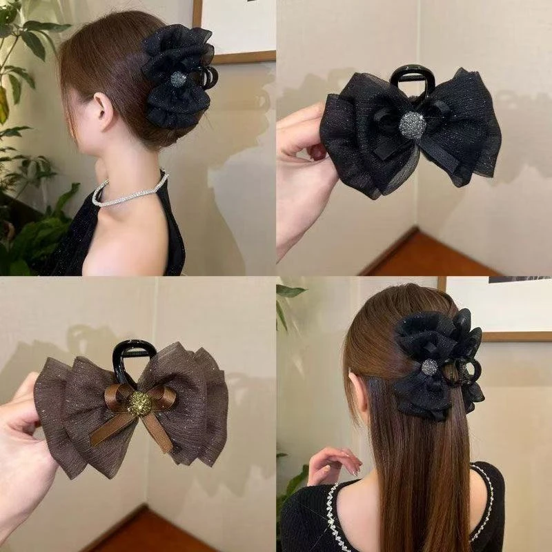 爆款30到40岁抓夹中号蝴蝶结发卡洋气新款后脑勺洋气发夹上档次