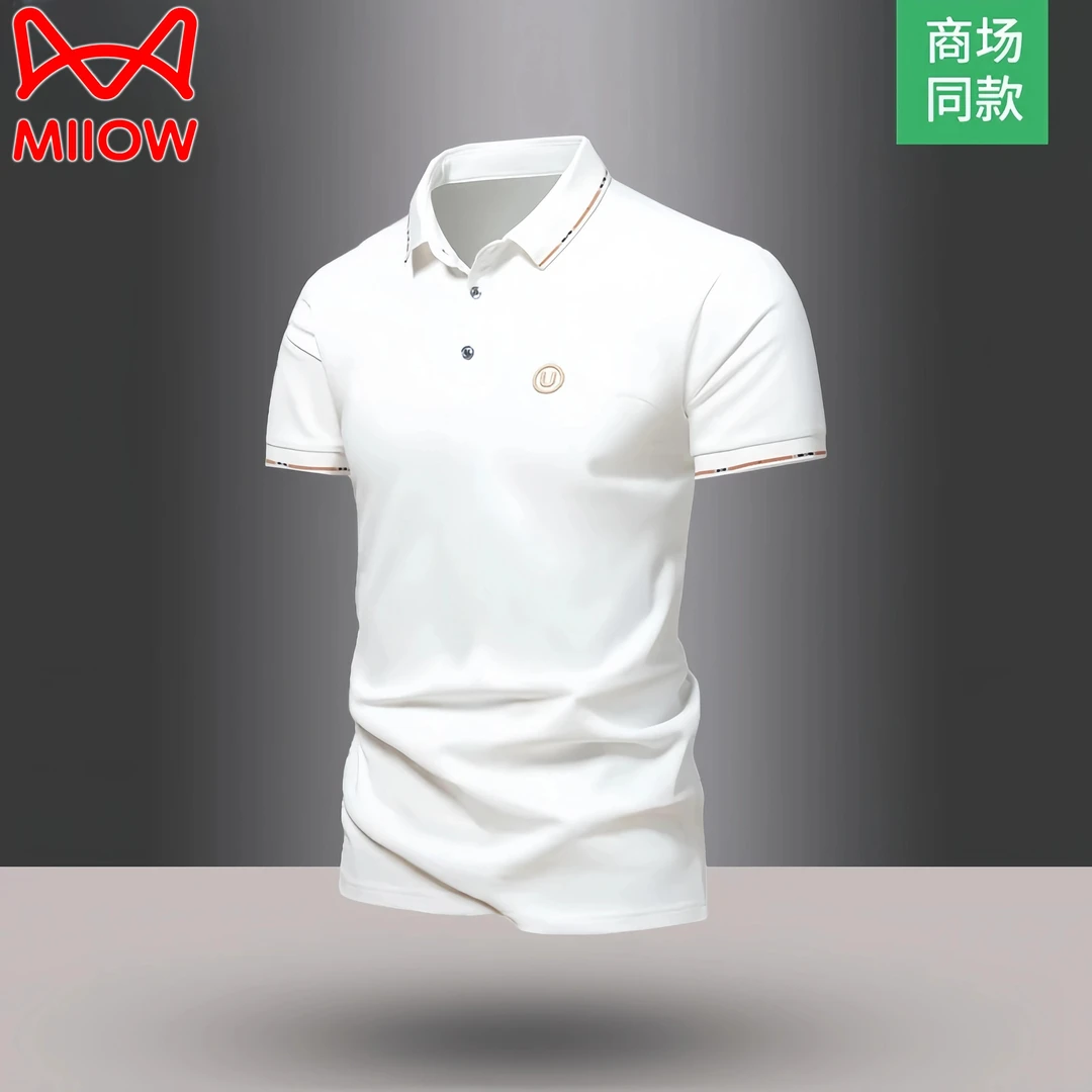 MiiOW/猫人翻领polo衫男士夏季新款韩版休闲青年纯色短袖T恤半袖