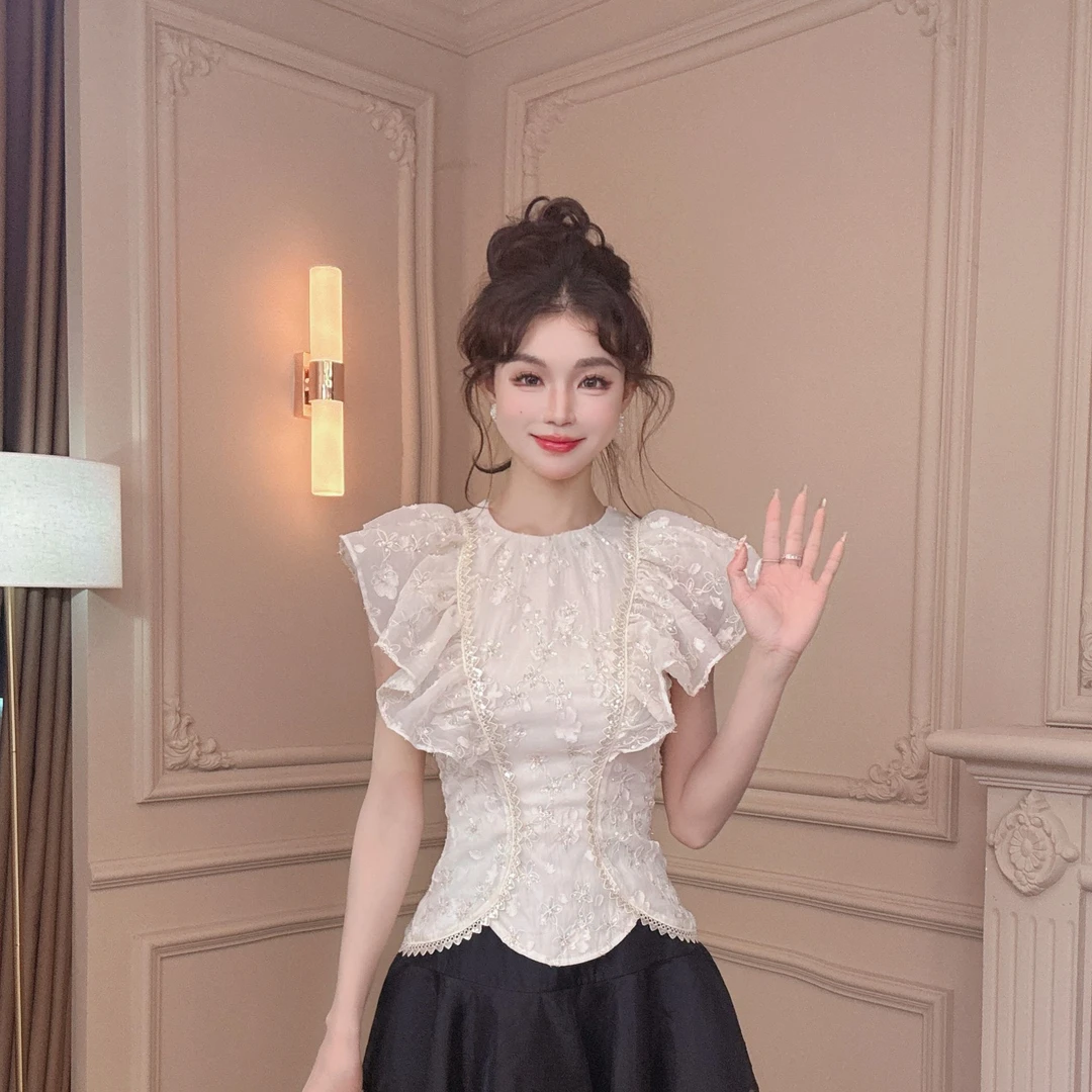 【CC专属】设计师款胸边双C设计显瘦修身不规则下摆高级大气-15472