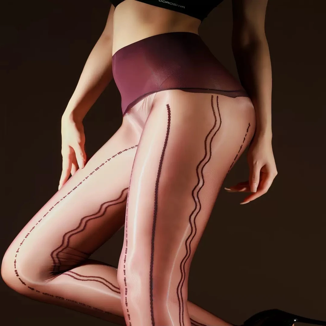 铼蜜 「电波」912针蕾丝提花性感丝袜女无缝档油亮超薄丝滑连裤袜