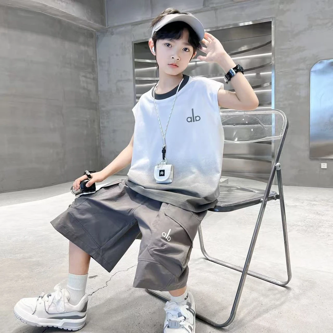男童夏装无袖速干衣背心套装2025新款夏季中大儿童男孩帅气时髦潮
