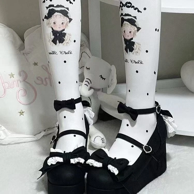 瑕疵/点心兔原创lolita厚底鞋蝴蝶结甜美日系松糕鞋女