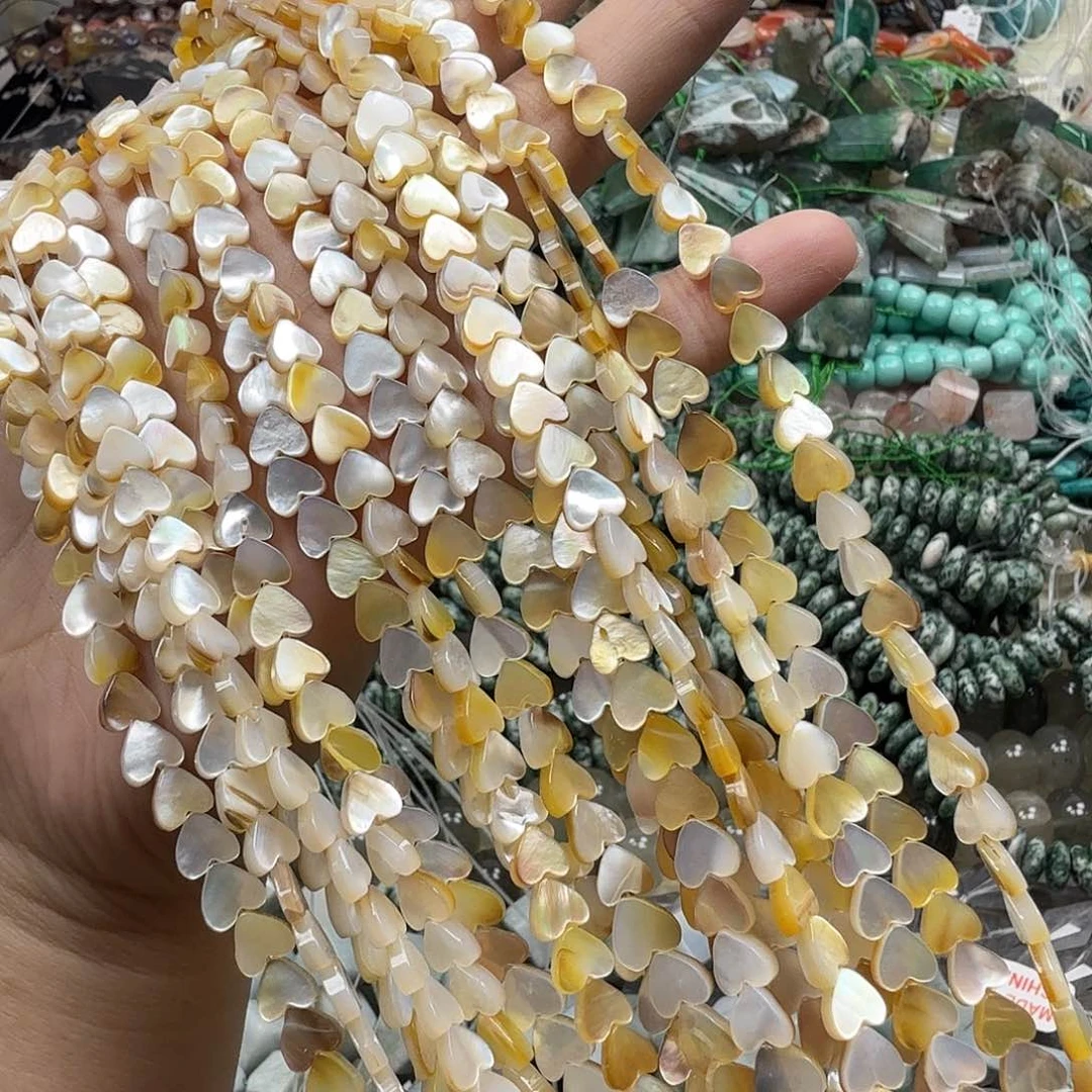 水晶珠宝半成品未镶嵌卡5黄金贝桃心一条