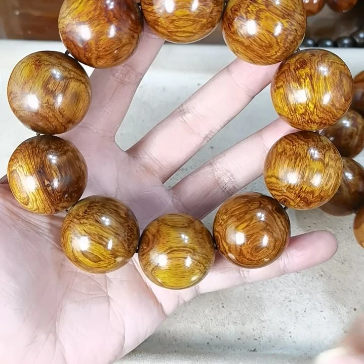 黄花梨/降香黄檀手串/手链30mm爆满烟花纹