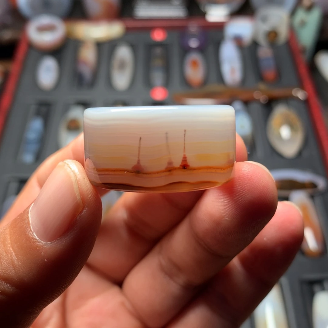 未镶嵌颈饰玛瑙/玉髓刺景风景扳指