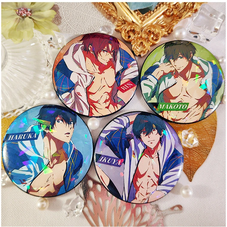 二次元free男子游泳俱乐部周边动漫徽章七濑遥橘真琴同人吧唧谷子