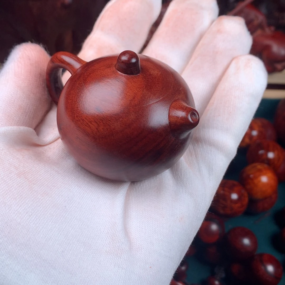 木高品质血檀把把壶一个