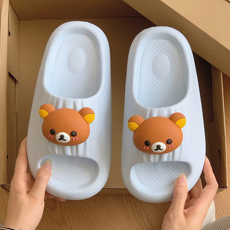 卡通可爱轻松熊拖鞋女夏外穿软底男女情侣室内家居防滑凉拖鞋假日