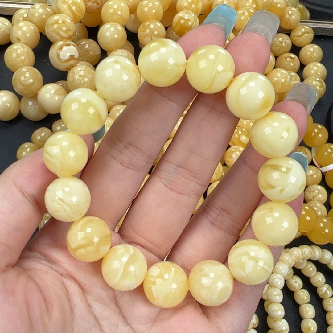 琥珀未镶嵌手链21.7白蜡妖花