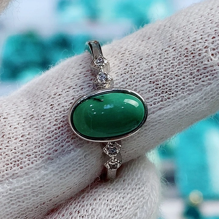 银S925镶嵌绿松石原矿无优化