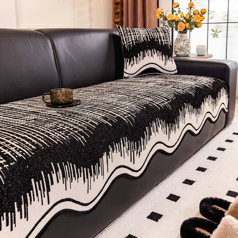 雪尼尔防滑沙发垫四季通用沙发套罩巾高档轻奢异形坐垫百搭靠背巾