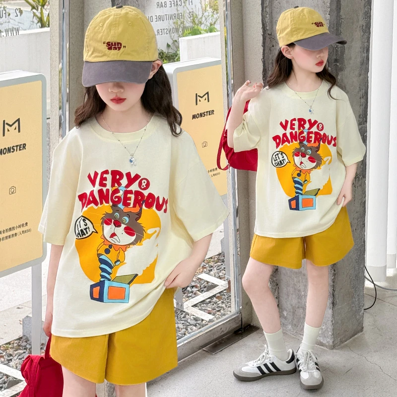 女童夏装2025新款洋气时髦套装大童女孩网红炸街多巴胺两件套儿童