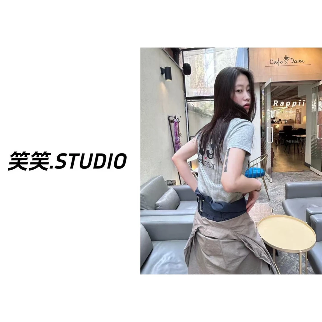 笑笑-【“33”T恤】韩国单！Sa*fari小众圆领正肩上衣短袖女