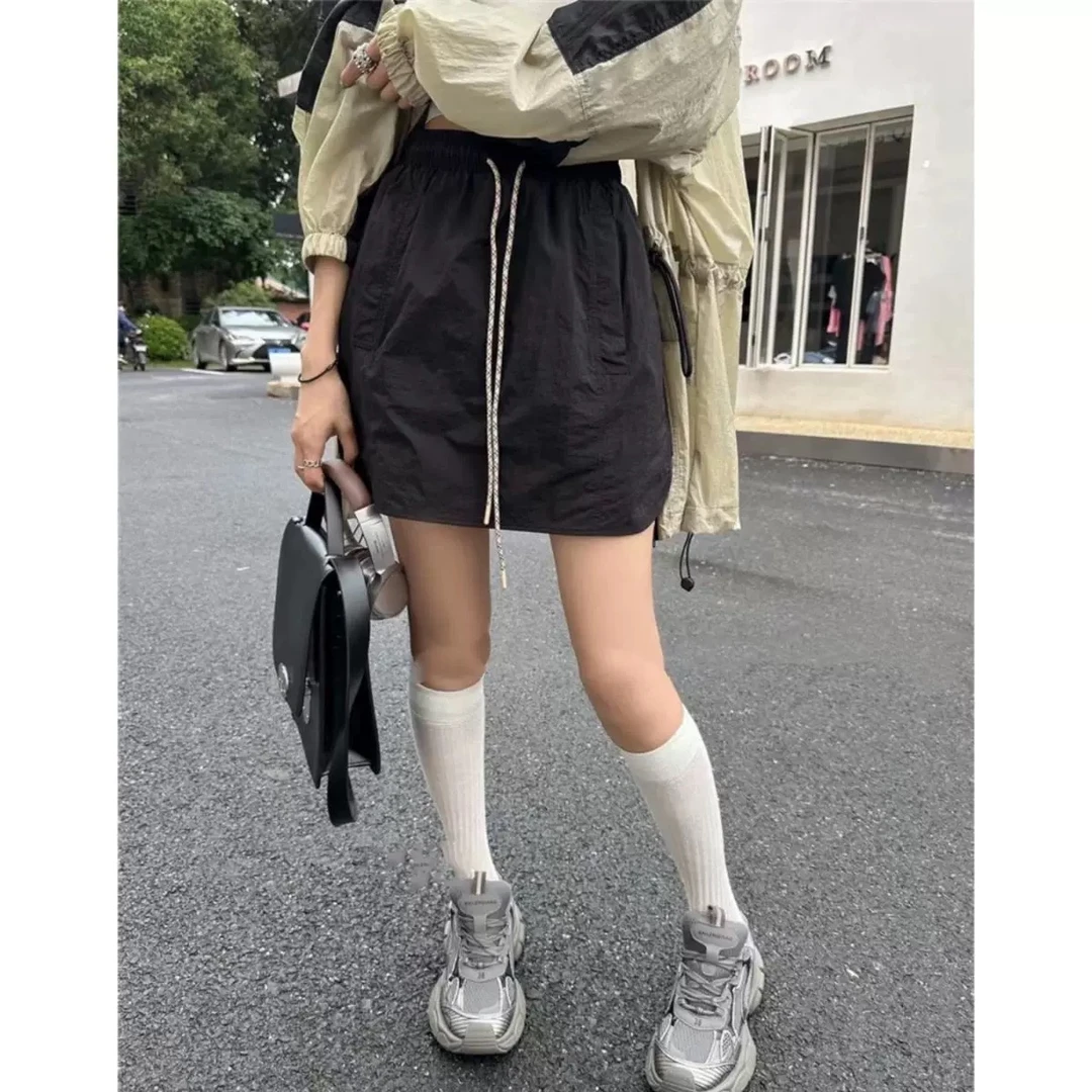 速干松紧高腰a字半身裙夏季宽松显瘦工装裤裙速干短裙