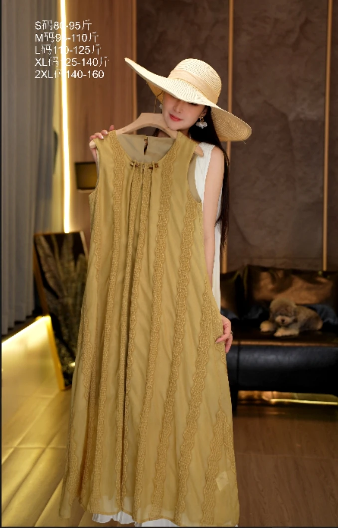 【林仙仙】夏季宫廷古风连衣裙法式减龄背心度假长裙飘逸Y260043