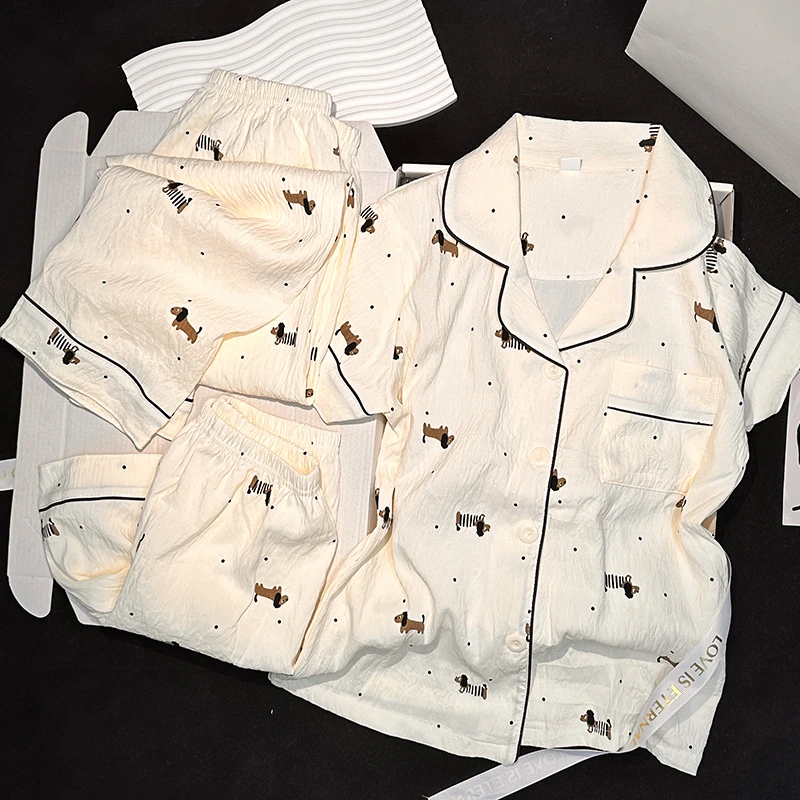 女童睡衣夏季薄款云朵棉2025新款三件套装儿童夏天女孩中大童