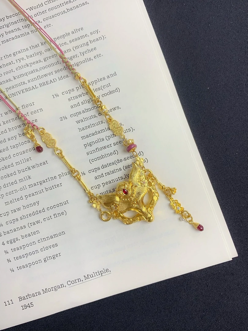 足金999非遗手工精工錾刻仙狐面具大小款