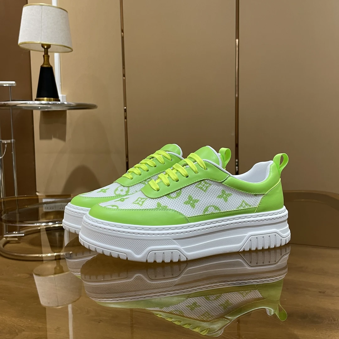 新款荧光绿男士板鞋2025秋季网面时尚百搭潮流透气厚底休闲鞋潮牌