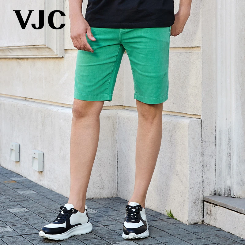 VJC/威杰思2025夏季新款男装时尚百搭休闲中裤五分浅绿B24BO1408