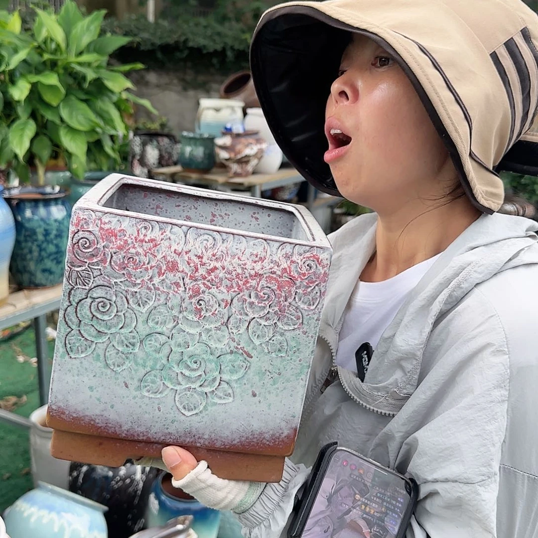 紫砂花盆王嫂花盆0625-薰衣草大方高20口19