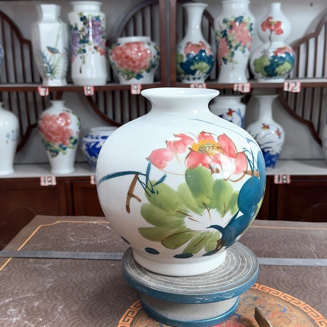 摆件景德镇陶瓷石荷花花
